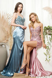 Juno M1024 Long Fitted Sleeveless Embroidered Bodice Formal Gown