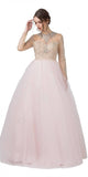 Aspeed USA L2217 Long Sleeved Illusion Beaded Long Prom Dress Mauve