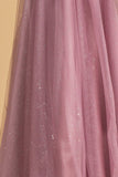 Aspeed USA L2263 V-Neck and Back Misty Lilac Beaded Long Prom Dress