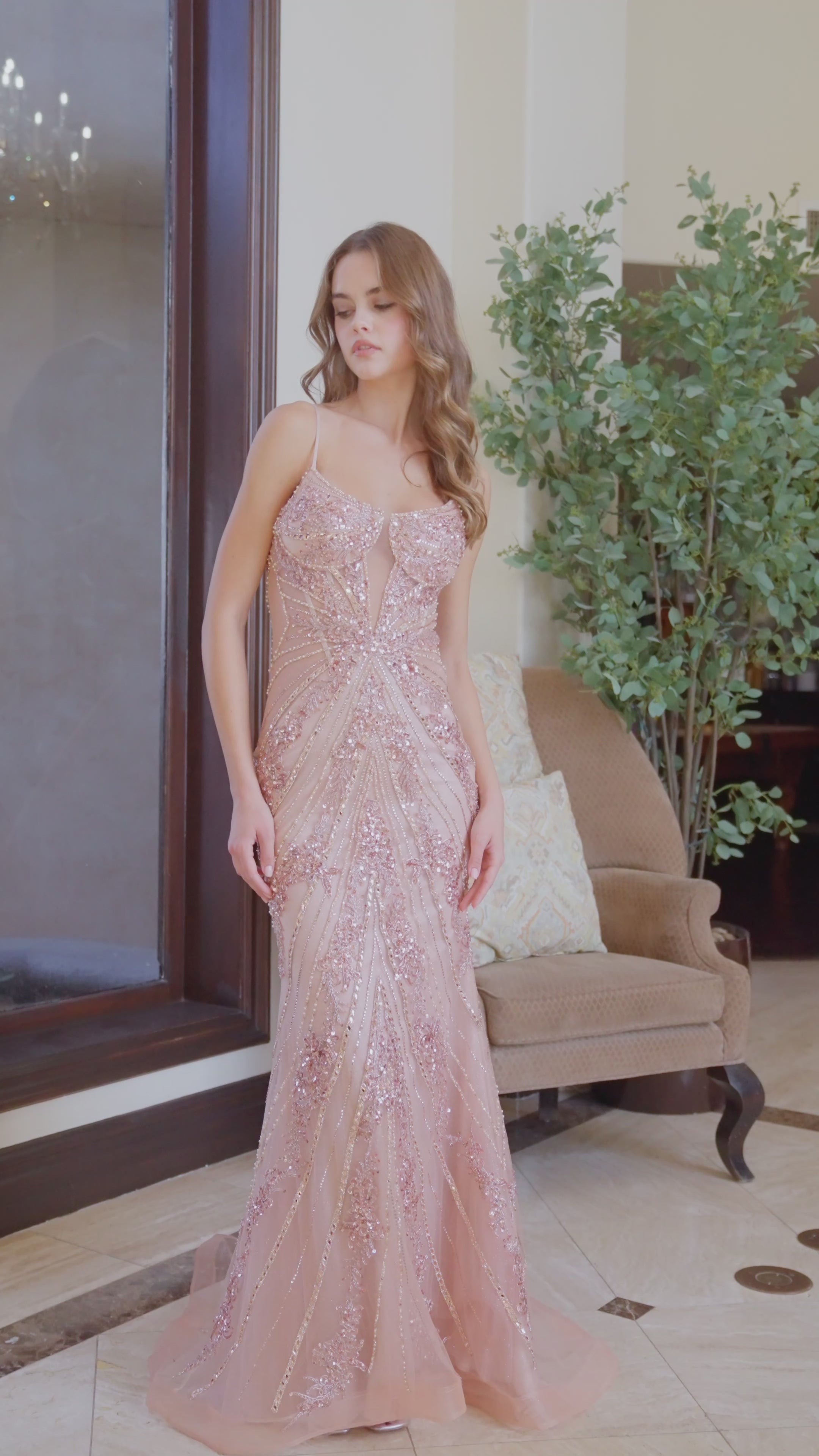 Nox Anabel C1847 Scoop Neckline Boned Bodice Fully Beaded Prom Gown