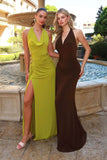 Amoris T218 Long Halter Neck Sleeveless Semi-Formal Evening Gown