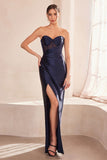 Ladivine Amoris T708 Strapless Fitted Satin Prom Gown