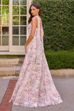 Amoris T717 Floral Chiffon A-Line Gown Corset Back