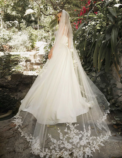 Ladivine V001 - Spring Bouquet Bead Edge Cathedral Veil