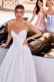 Off White Strapless Sweetheart A-Line Wedding Dress with Lace-Up Corset Back WN015
