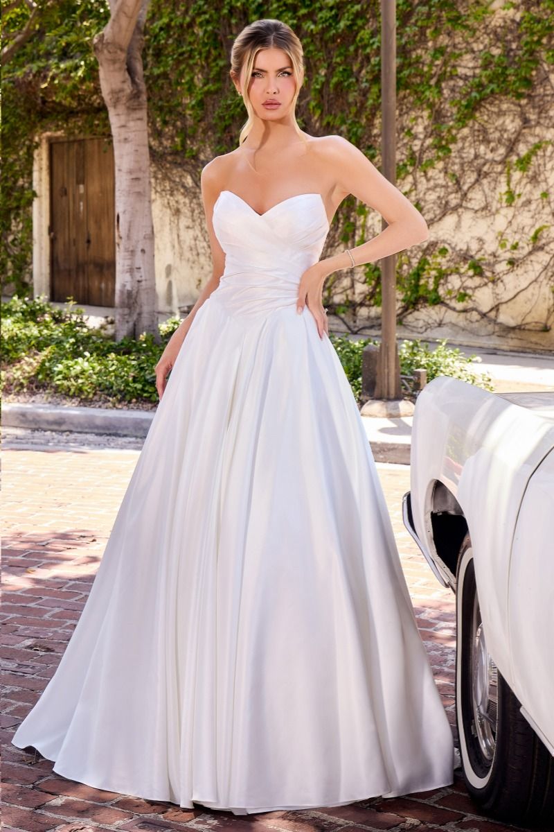 Off White Strapless Sweetheart A-Line Wedding Dress with Lace-Up Corset Back WN015