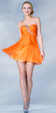 Orange Damas Dress Above Knee Chiffon Strapless Jewels Empire A Line