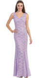 CLEARANCE - Eureka 2030 V-Neck Sleeveless Floor Length Lace Lilac Gown (Size 2XL)