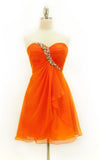 Orange Damas Dress Above Knee Chiffon Strapless Jewels Empire A Line
