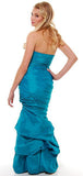 Purple Mermaid Prom Dress Taffeta Strapless Ruched Pick Up Skirt