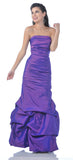 Purple Mermaid Prom Dress Taffeta Strapless Ruched Pick Up Skirt