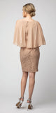 Lace Short Dress Mocha with Cold-Shoulder Poncho