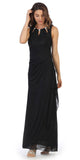 Black Sleeveless Long Formal Dress with Stylish Neckline