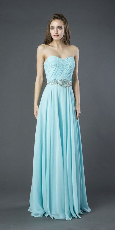Aqua Sweetheart Neckline Long Prom Dress Strapless