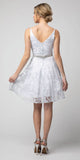 Embroidered Homecoming Short Dress White V-Neck