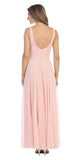 Blush Lace Bodice A-Line Long Formal Dress with V-Neck