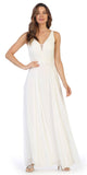 Ivory Lace Bodice A-Line Long Formal Dress with V-Neck