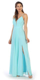 Corset Lace-Up Back A-Line Long Formal Dress Light Blue