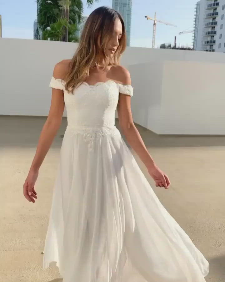 Cinderella Divine 7258W Off The Shoulder Long Gown - VIDEO