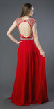 Sleeveless Long A-line Prom Gown Cut-Out Back Red