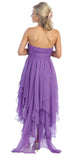 Dark Lilac Dress High Low Chiffon Strapless Layer Skirt Rhinestones