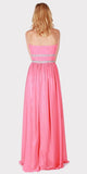 Pink Strapless A-line Long Formal Dress Ruched Bodice