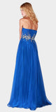 Royal Blue Beaded Waist Long Prom Dress Strapless