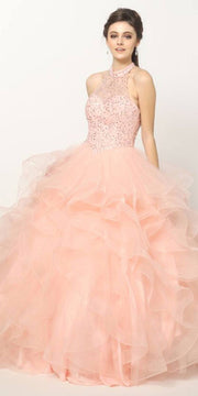 Juliet 1420 Crystal Beading Layered Tulle Skirt Quinceanera Dress