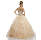 Juliet 1423 Champagne Princess Ball Gown Ruffled Tiered Tulle With Jacket