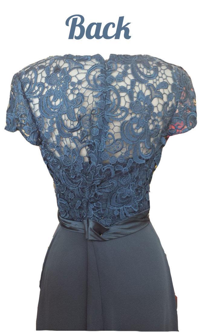 Cinderella Divine 1922 - Mother of Groom Back Dress Long Short Sleeve Lace Top