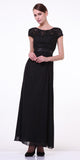 Cinderella Divine 1922 - Mother of Groom Black Dress Long Short Sleeve Lace Top