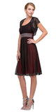 Ruched Bodice Single Strapped Black/Red A Line Cocktail Dress