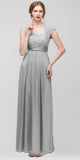 Sweetheart Neck Lace Bodice Silver Floor Length Dress