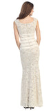 Two Tone Ivory Gold Overlay Lace Dress Mermaid Wide Strap