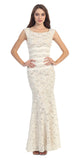 Two Tone Ivory Gold Overlay Lace Dress Mermaid Wide Strap