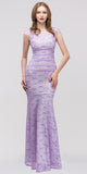 Two Tone Lilac Gold Overlay Lace Dress Mermaid Wide Strap