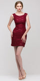 Burgundy Above Knee Lace Fitted Cocktail Dress Tank Strap