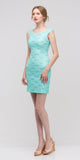 Mint Above Knee Lace Fitted Cocktail Dress Tank Strap