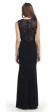 Black Jersey Sheer Cut-Out Round Neck Sleeveless Prom Dress