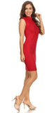Lace Close Neck Sleeveless Bodycon Short Party Dress Red Side