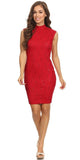 Lace Close Neck Sleeveless Bodycon Short Party Dress Red