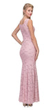 Eureka Fashion 2072 Sleeveless Lace Sequins Fit and Flare Evening Gown Blush Floor Length Back View