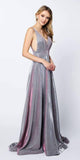 Cut-Out Strappy Back Glitter Long Prom Dress Mauve/Magenta