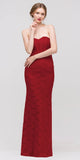 Charming Long Lace Gown Dark Red Sheath Mermaid Flare Strapless