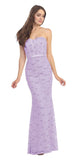 Charming Long Lace Gown Lilac  Sheath Mermaid Flare Strapless