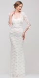 Long Lace Gown Ivory Sheath Mermaid Flare Strapless Mid Sleeve Jacket