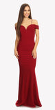 Burgundy Off Shoulder Mermaid Style Evening Gown with Sweetheart Neckline 