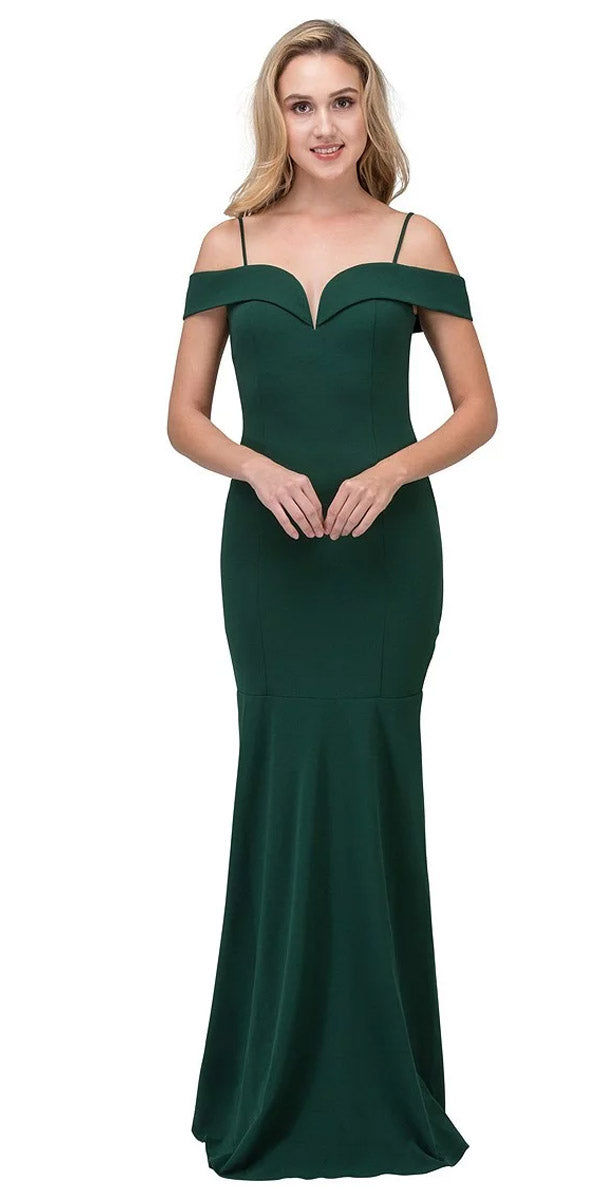 Eureka Fashion 2100 Hunter Green Off Shoulder Mermaid Style Evening Gown with Sweetheart Neckline