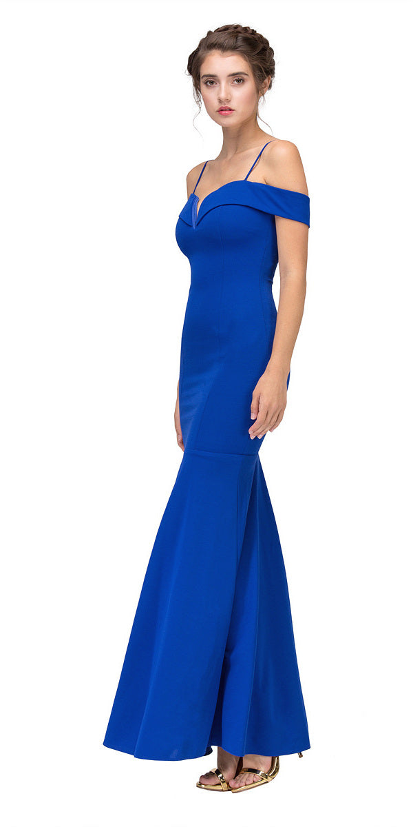 Eureka Fashion 2100 Royal Blue Off Shoulder Mermaid Style Evening Gown with Sweetheart Neckline