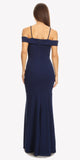Navy Off Shoulder Mermaid Style Evening Gown with Sweetheart Neckline 
